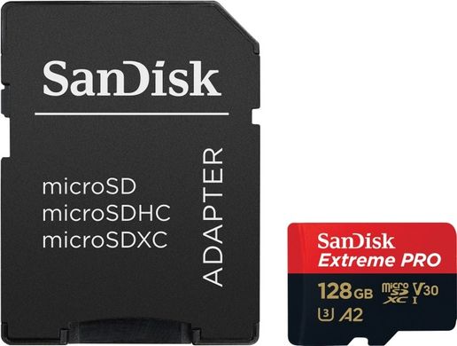 Карта пам'яті SanDisk 128GB microSDXC C10 UHS-I U3 Extreme Pro V30 + SD (SDSQXCD-128G-GN6MA)