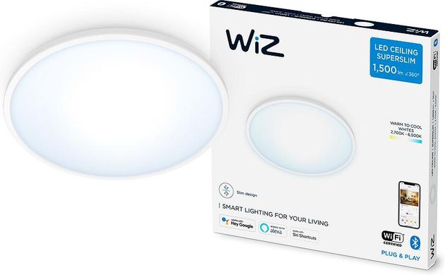 Стельовий світильник WiZ SuperSlim Ceiling 16W 2700-6500K Wi-Fi White (929002685101)