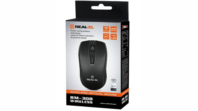 Мышь REAL-EL RM-308 Black (EL123200033)