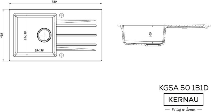 Кухонна мийка Kernau KGS A 50 1B1D Graphite