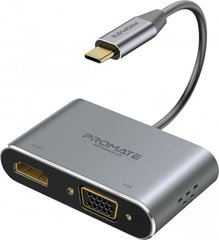 Хаб 2-в-1 Promate MediaHub-C2 HDMI/VGA Grey (mediahub-c2.grey)