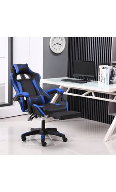 Комп'ютерне крісло для геймера GT Racer X-2323 Black/Blue