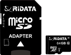 Карта пам'яті RiDATA microSDXC 64GB Class 10 UHS-I + SD адаптер
