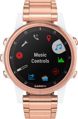 Смарт-часы Garmin Fenix ​​5S Plus Sapphire Rose Gold with Gold Metal & White Silicone Bands
