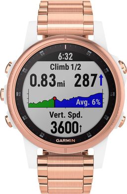 Смарт-годинник Garmin Fenix 5S Plus Sapphire Rose Gold with Gold Metal & White Silicone Bands