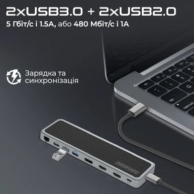 USB Хаб Promate Apexhub-mst Grey (apexhub-mst.grey)