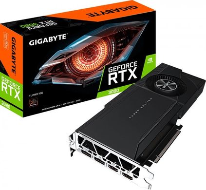 Видеокарта Gigabyte PCI-Ex GeForce RTX 3080 Turbo 10G 10GB GDDR6X (320bit) (1710/19000) (2 х HDMI, 3 x DisplayPort) LHR (GV-N3080TURBO-10GD v2.0)