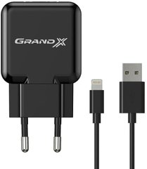 Мережевий зарядний пристрій Grand-X CH03LTB USB 5V 2,1A Black
