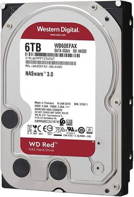 Внутрішній жорсткий диск Western Digital Red 6TB 5400rpm 256MB WD60EFAX 3.5 SATA III (WD60EFAX)