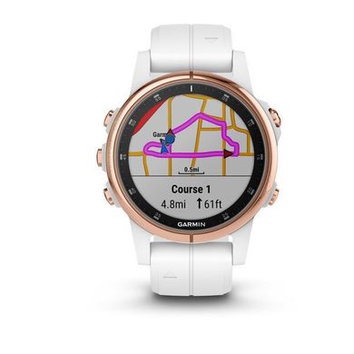 Смарт-часы Garmin Fenix ​​5S Plus Sapphire Rose Gold with White Silicone Band