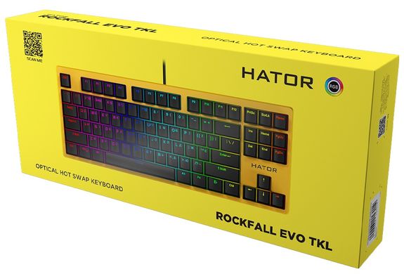 Клавіатура Hator Rockfall Evo TKL Kailh Optical ENG/UKR/RUS (HTK-632) Yellow