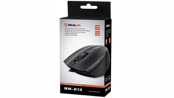 Миша REAL-EL RM-213 black, USB