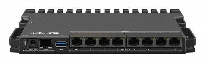 Маршрутизатор MikroTik RB5009UPr+S+IN (7x1GE LAN PoE, 1xSFP+, 1x2.5GE LAN PoE, 1xUSB 3.0, PoE in, DC, 2-pin, max PoE 130W)