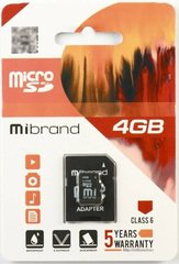 Карта пам'яті Mibrand microSDHC 4Gb class 6 (adapter SD) (MICDC6/4GB-A)
