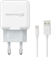 Мережевий зарядний пристрій Grand-X CH03LTW USB 5V 2,1A White