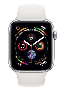 Смарт-годинник Apple Watch Series 4 44mm Silver Aluminium Case with White Sport Band (MU6A2)