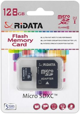 Карта пам'яті RiDATA microSDXC 128GB Class 10 UHS-I + SD адаптер