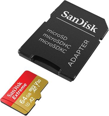 Карта пам'яті SanDisk microSD 64GB C10 UHS-I U3 Extreme V30 + SD (SDSQXAH-064G-GN6MA)