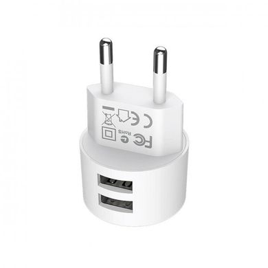 Мережевий зарядний пристрій BOROFONE BA23A Brilliant dual port charger set (Lightning) White
