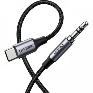 Перехідник UGREEN AV143 Round USB Type-C Male to Audio Cable 3.5mm Male Aluminum Shell 1m Deep Gray