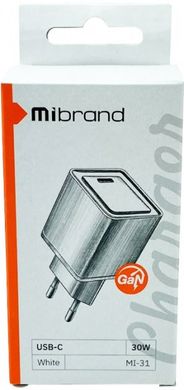 Мережевий зарядний пристрій Mibrand MI-31 GaN 30W Travel Charger USB-C White
