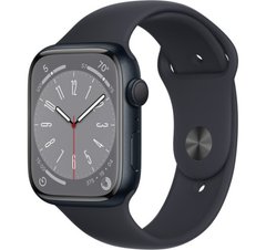 Apple Watch Series 8 GPS 45mm Midnight Aluminum Case with Midnight Sport Band S/M (MNUJ3)