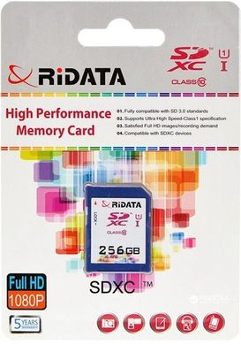 Карта пам'яті RiDATA SDXC 256GB Class 10 UHS-I