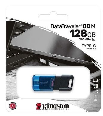 Флешка USB3.2 128GB Type-C Kingston DataTraveler 80 M Blue/Black (DT80M/128GB)