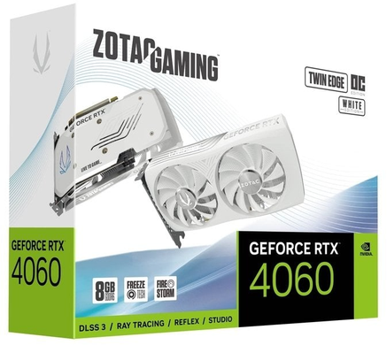 Відеокарта Zotac PCI-Ex GeForce RTX 4060 Twin Edge OC White Edition 8GB GDDR6 (128bit) (2490/17000) (HDMI, 3 x DisplayPort) (ZT-D40600Q-10M)