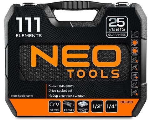 Набір інструментів NEO Tools 1/4", 1/2" CrV 111 шт. (08-910)