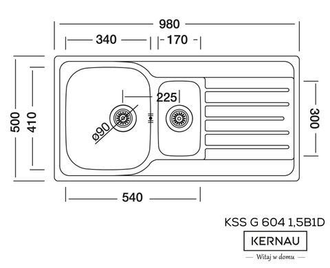 Кухонна мийка Kernau KSS G 604 1,5B1D Smooth