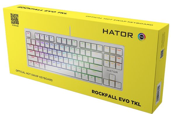 Клавіатура Hator Rockfall Evo TKL Optical ENG/UKR/RUS (HTK-631) White