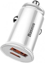 Автомобільний зарядний пристрій Baseus USB Car Charger USB 3.0+USB-C 30W White (CCALL-YS02)