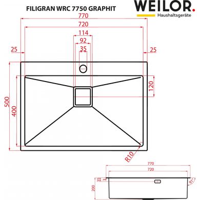 Кухонная мойка Weilor FILIGRAN WRC 7750 GRAPHIT