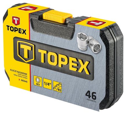 Набір інструментів Topex 1/4" Cr-V 46 шт (38D640)