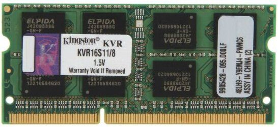 Пам'ять до ноутбука Kingston DDR3 1600 8GB 1.5V, Retail (KVR16S11/8)