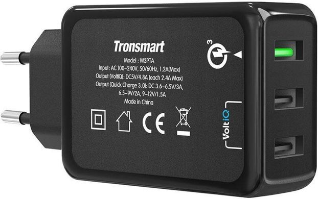 Зарядное устройство Tronsmart W3PTA 42W Quick Charge 3.0 USB Wall Charger Black