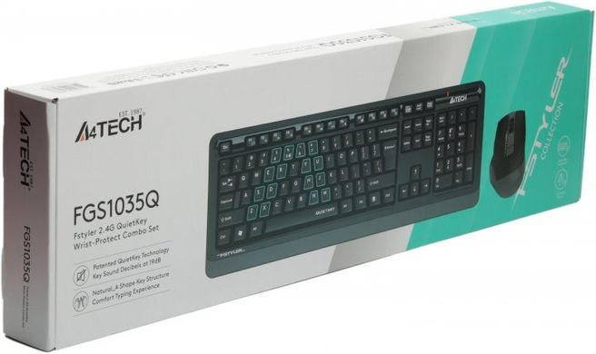 Комплект (клавиатура, мышь) беспроводной A4Tech Fstyler FGS1035Q Grey