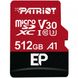 Карта пам'яті MicroSDXC 512GB UHS-I/U3 Class 10 Patriot EP A1 + SD (PEF512GEP31MC)