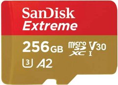 Карта пам'яті SanDisk 256GB microSDXC C10 UHS-I U3 R190/W130MB/s Extreme V30 (SDSQXAV-256G-GN6MN)