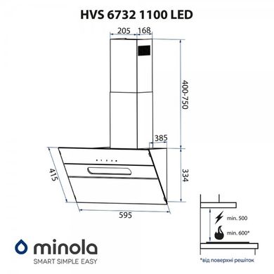 Вытяжка Minola HVS 6732 BL 1100 Led