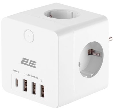 Мережевий адаптер 2E 4XSchuko 3*USB-A 1*USB-C white (2E-AD431WH)
