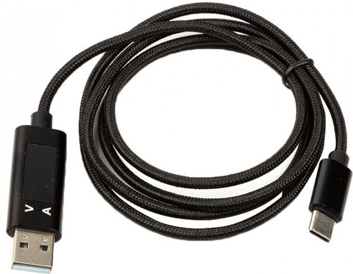 Кабель PowerPlant USB (M) - Type-C (M) з вимірювачем струму, 1 м