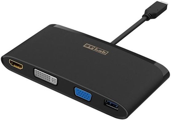 USB-Хаб STLab USB 3.1 Type-C to HDMI 4K, DVI, VGA, 2хUSB3.0, RJ45, USB Type-C, PD, SD/MicroSD
