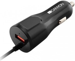 Автомобільний зарядний пристрій Canyon C-031 1 USB-A + 1 Micro-USB 2.4 A Black (CNE-CCA031B-US)