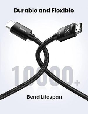 Кабель UGREEN HD119 4K HDMI Cable Male to Male Braided 3m Black (40102)