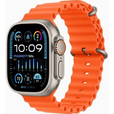 Apple Watch Ultra 2 GPS + Cellular, 49mm Titanium Case with Orange Ocean Band (MREH3UL/A)