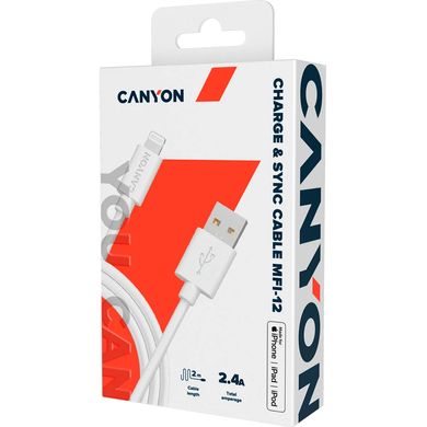 Кабель Canyon MFI-12 Lightning - USB 2 м White (CNS-MFIC12W)