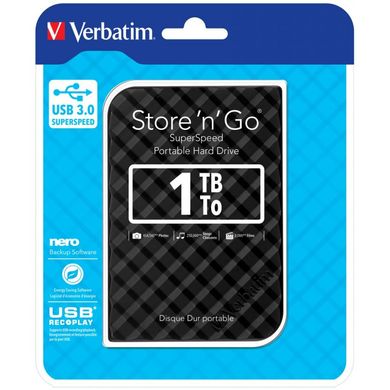 Зовнішній жорсткий диск Verbatim Store'n Go 1TB 2.5" USB 3.0 (53194)