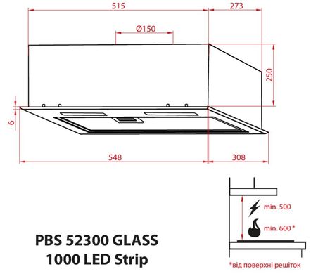 Витяжка вбудовувана Weilor PBS 52300 GLASS BG 1000 LED Strip